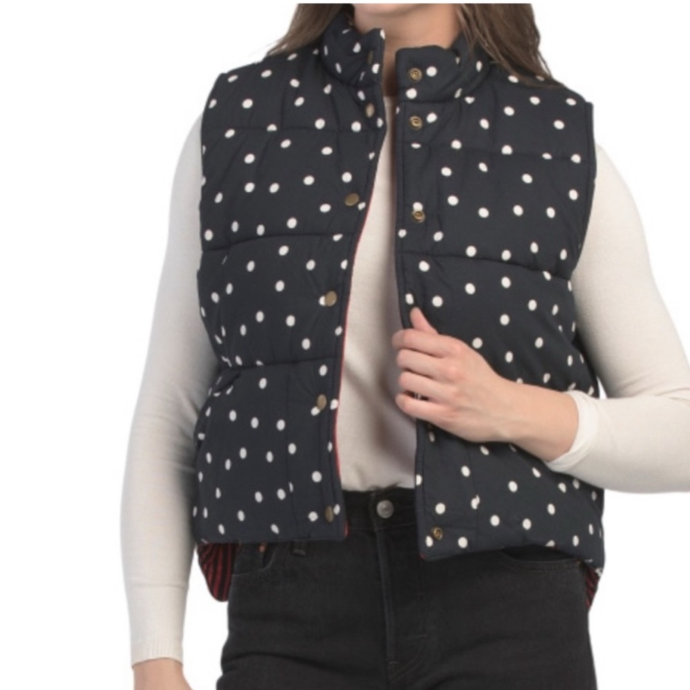Clare V. Emile Black & White Scattered Polka Dot Vest - Picture 7 of 10
